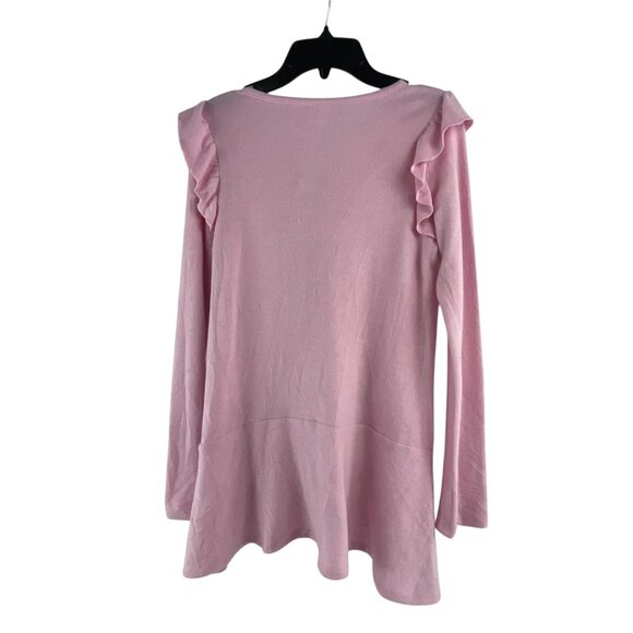 Extremely Me NWT Girls Sequin Unicorn Ruffle Long Sleeve Shirt Top L Pink Casual - Picture 3 of 9